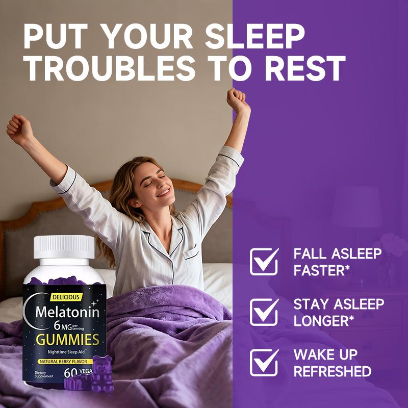 Sleep Gummy - Melatonin, Vitamin D, Magnesium, Lemon Balm Extract, Gelatin-Free, Gluten-Free, Vegan & Non-GMO