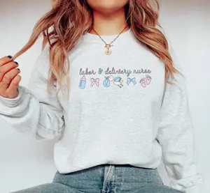 Labor & Delivery Nurse Sweatshirt • Coquette LD Nurse Stork Work • Labor and Delivery Unit Nurse • OB Nurse • Nursery RN Gift