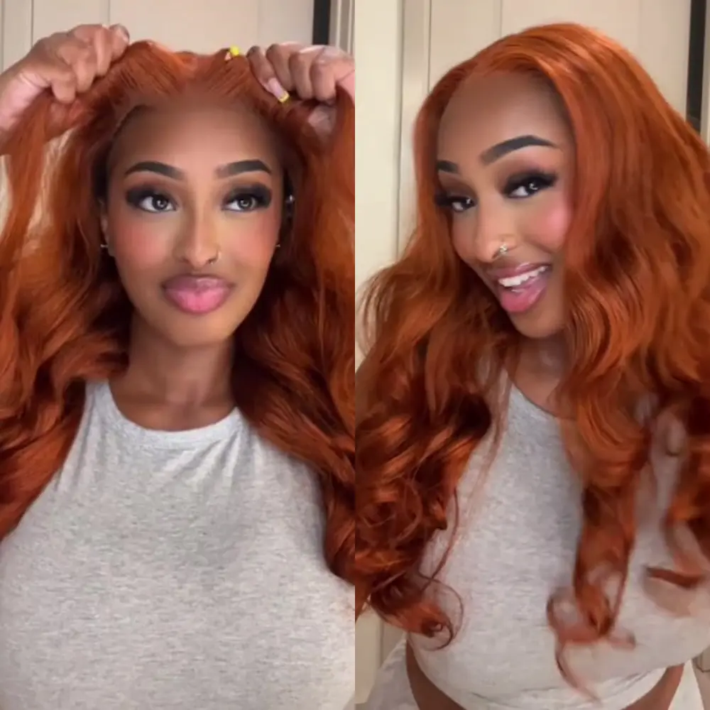 【13x6 Copper】Alipearl Hair Copper Orange Wig Pre Cut 13x6 Lace Closure Wig Human Hair Body Wave Glueless Pre Curled Wig #TikTokShopBackToSchool #SoHoChic