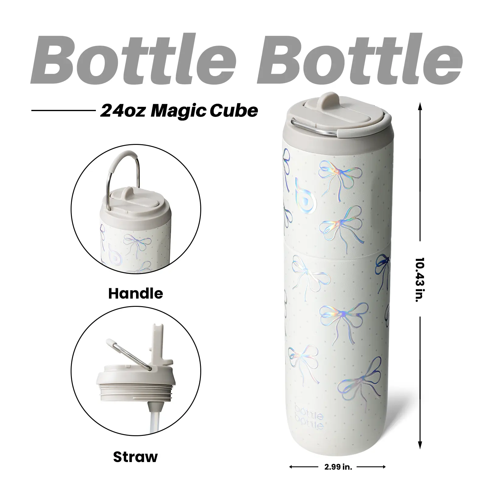 BOTTLE BOTTLE 24oz Insulated Stainless Steel Water Bottle – Leakproof Straw Lid with Handle – Perfect for Gym, Travel & Daily Use, BPA Free