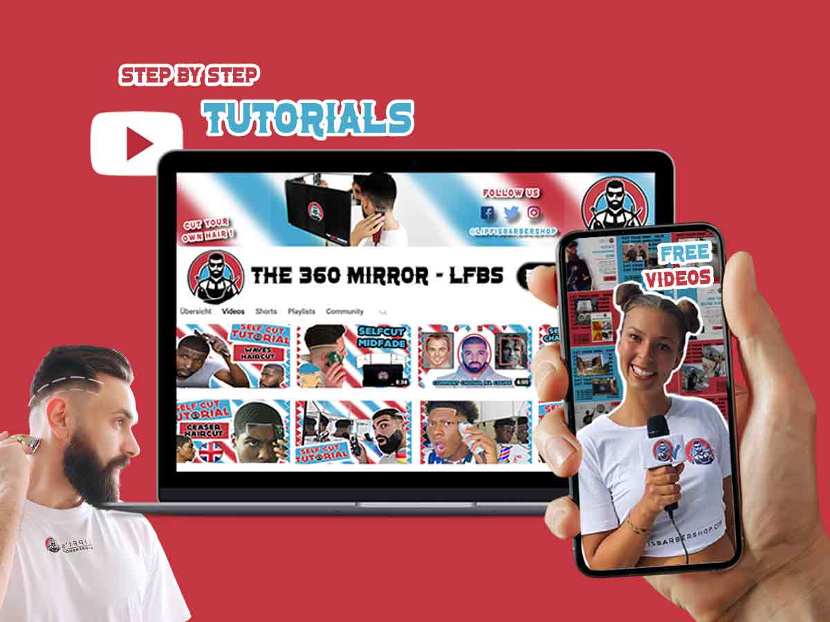 LIPFI'S 360 Barber Mirror – 3 Way Mirror for Self Hair Cutting, Adjustable Trifold Barber Mirror, 3 Sided Tri Fold Self Haircut System for Men & Women Braiding, Professional Mirror for Fades, Lineups, Tapers & Grooming, Folding Mirror for Home & Barbers