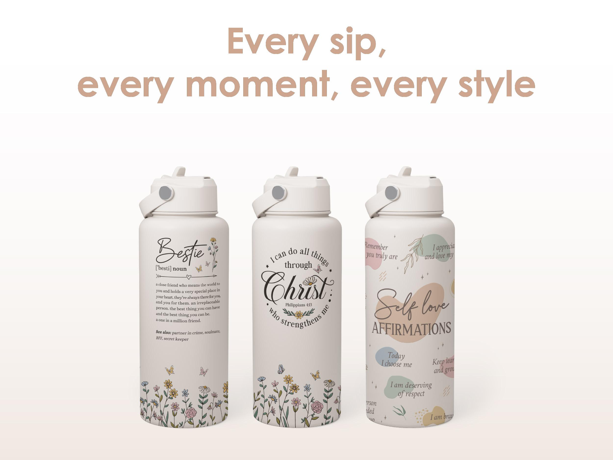 SANDJEST 32oz Portable Water Bottle with Flip Straw & Handle, Insulated Leak Proof Drinkware, Protective Silicone Base, Spring Mother's Day Gifts