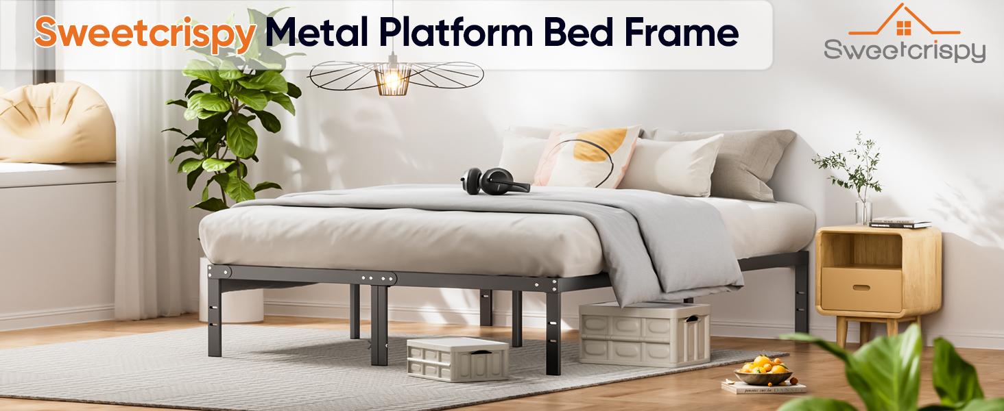 Sweet Furniture Bed Frame Heavy Duty Metal Platform Frames Queen Size with Storage Space Under Frame,Sturdy Steel Slat Support,No Box Spring Needed Sweet Furniture Bed Frame Heavy Duty Metal Platform Frames Queen Size with Storage Space Under Frame,Sturdy Steel Slat Support,No Box Spring Needed