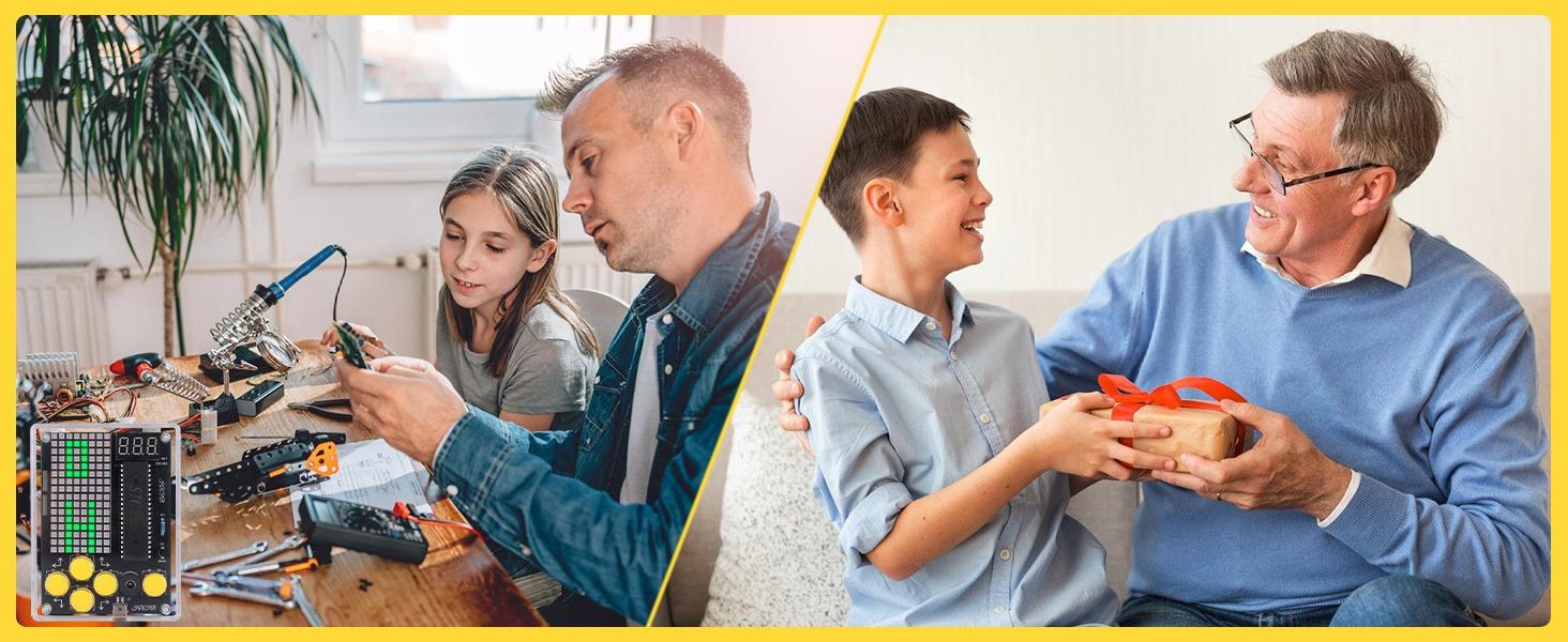 DIY Electronic Soldering Kit, Multi-Function 7-in-1 Hands-On Electronics STEM Kit, Soldering Practice for Students