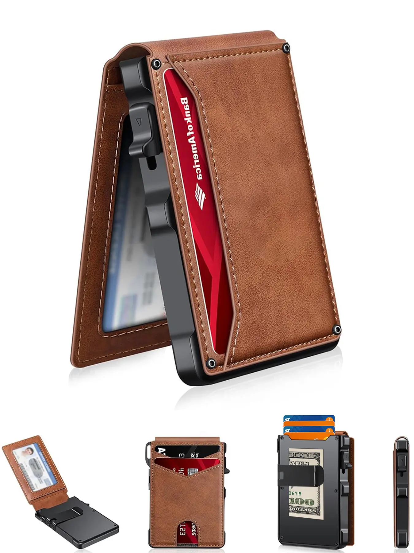 TacticalTide Men's RFID Wallet - Slim Minimalist Front Pocket EDC Card Holder with Money Clip, Men's Accessories Clip Money Holder for Anniversary Gift for Him, Birthday Gifts for Bf