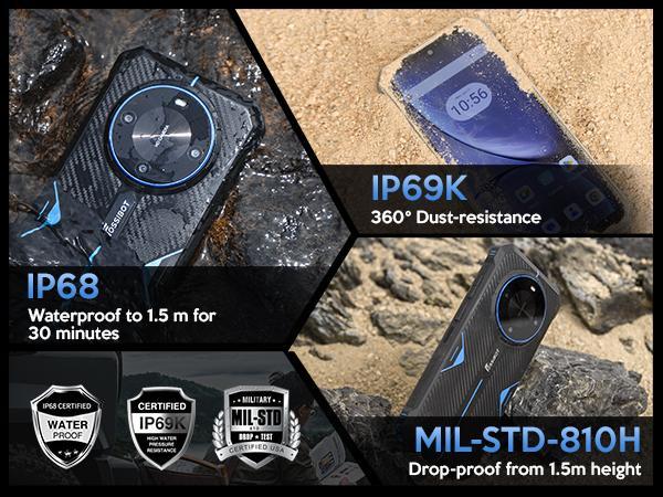 FOSSIBOT F105 Rugged Phone Unlocked 10300mAh Battery Cell 6.74" HD+Display 12GB RAM(4+8)/64GB ROM 20MP Camera 4G Dual SIM Android 14 Waterproof IP68/IP69K Outdoorfun(NOT Compatible with AT&T, Cricket, and Verizon )