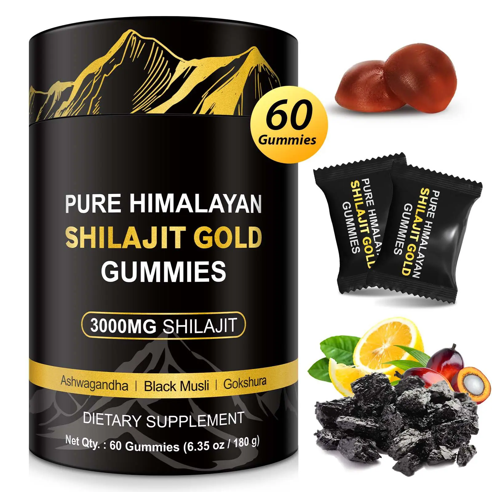 Shilajit Gummies for Men & Women - Pure Himalayan Shilajit Gold Gummies Rich in Ashwagandha, Gokshura with 85+ Minerals, Authentic Flavor, 100% Natural, 80 Gummies