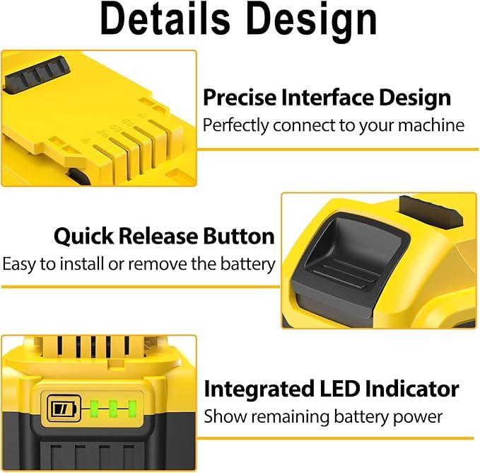 Replacement for Dewalt 20V Max Battery: 8.0Ah Lithium Batteries Compatible with Dewalt Battery DCB208 DCB200 DCB206 DCB205 DCB204 Cordless Power Tools
