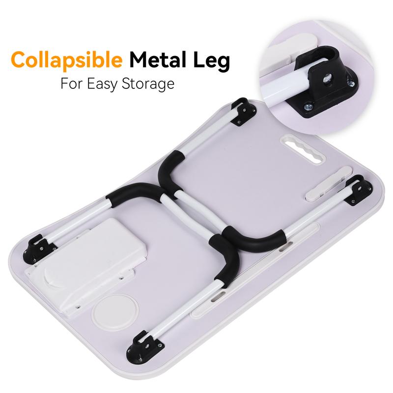 WGCTEK Laptop Bed Desk, Portable Foldable Laptop Table, Lap Desk Tray Table with 4 USB Ports, Storage Drawer and Cup Holder, for Bed/Couch Working, Reading