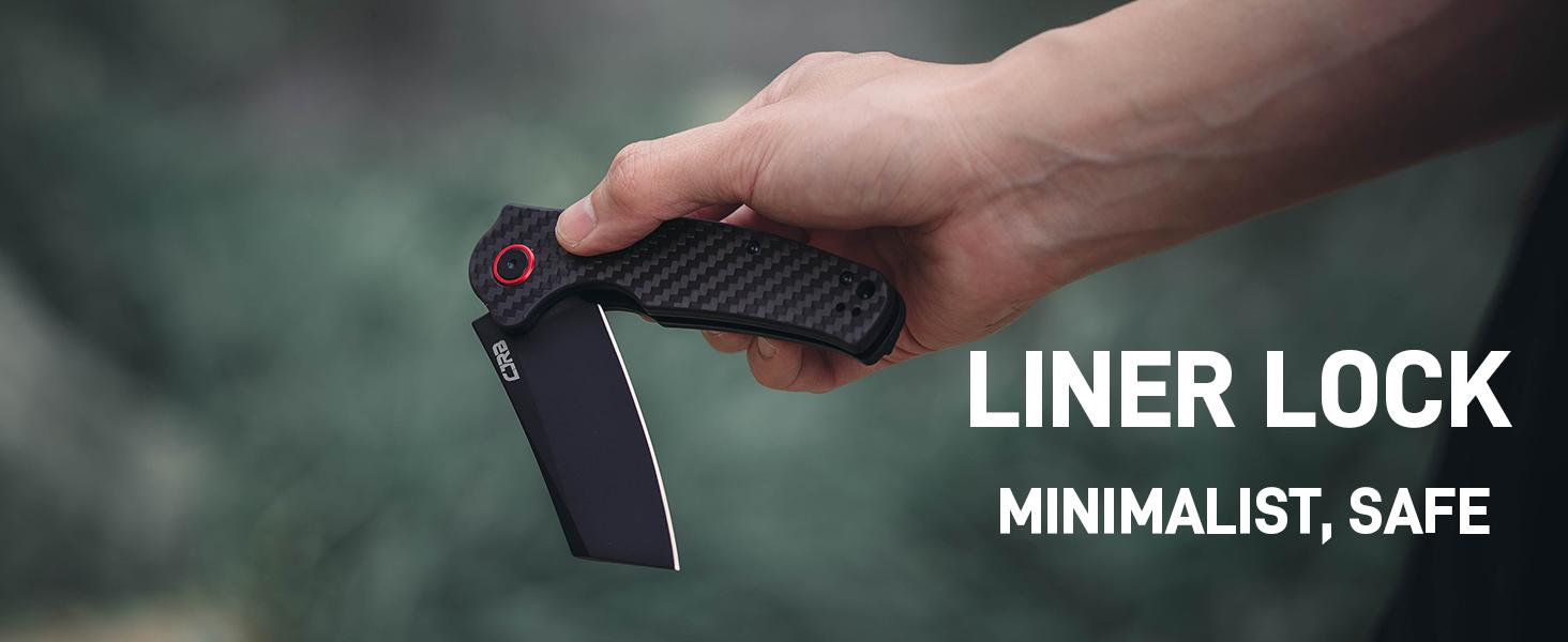 CJRB CRAG Tool Knife J1904 with AR-RPM9 Steel and Black PVD Blade Carbon Fiber Handle, Camping Folding Knives for Outdoor, Everyday Carry and portable multipurpose knives, tactical knives