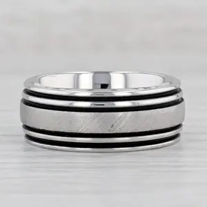 New Triton Brushed Ridged Tungsten Carbide Ring Men's Wedding Band Size 10