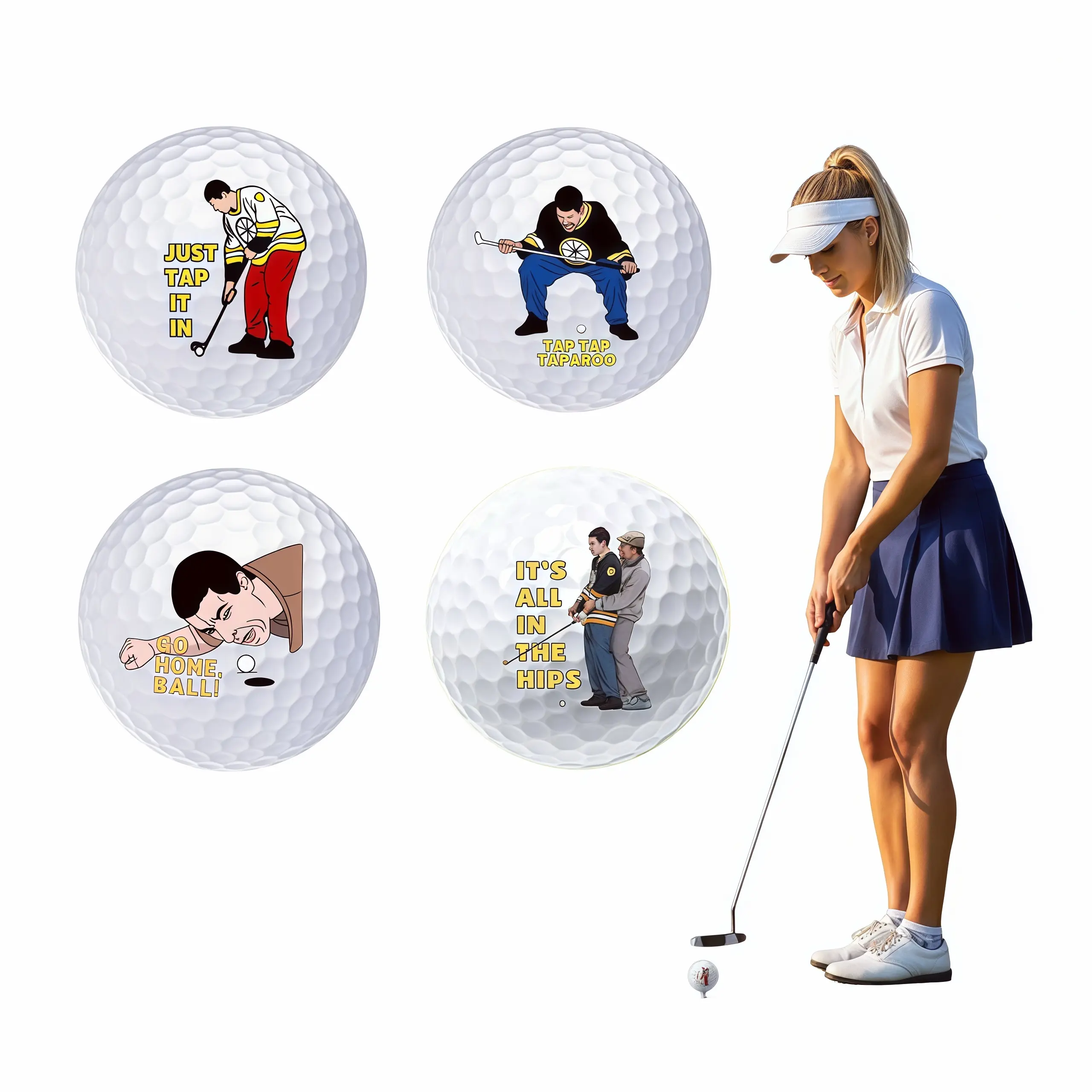 Adult Humor Funny Golf Balls 4 Pack with Box, Novelty Gag Golf Balls for Men, Unique Practice Balls, Hilarious Golf Gifts for Dad, Boyfriend, Coworkers