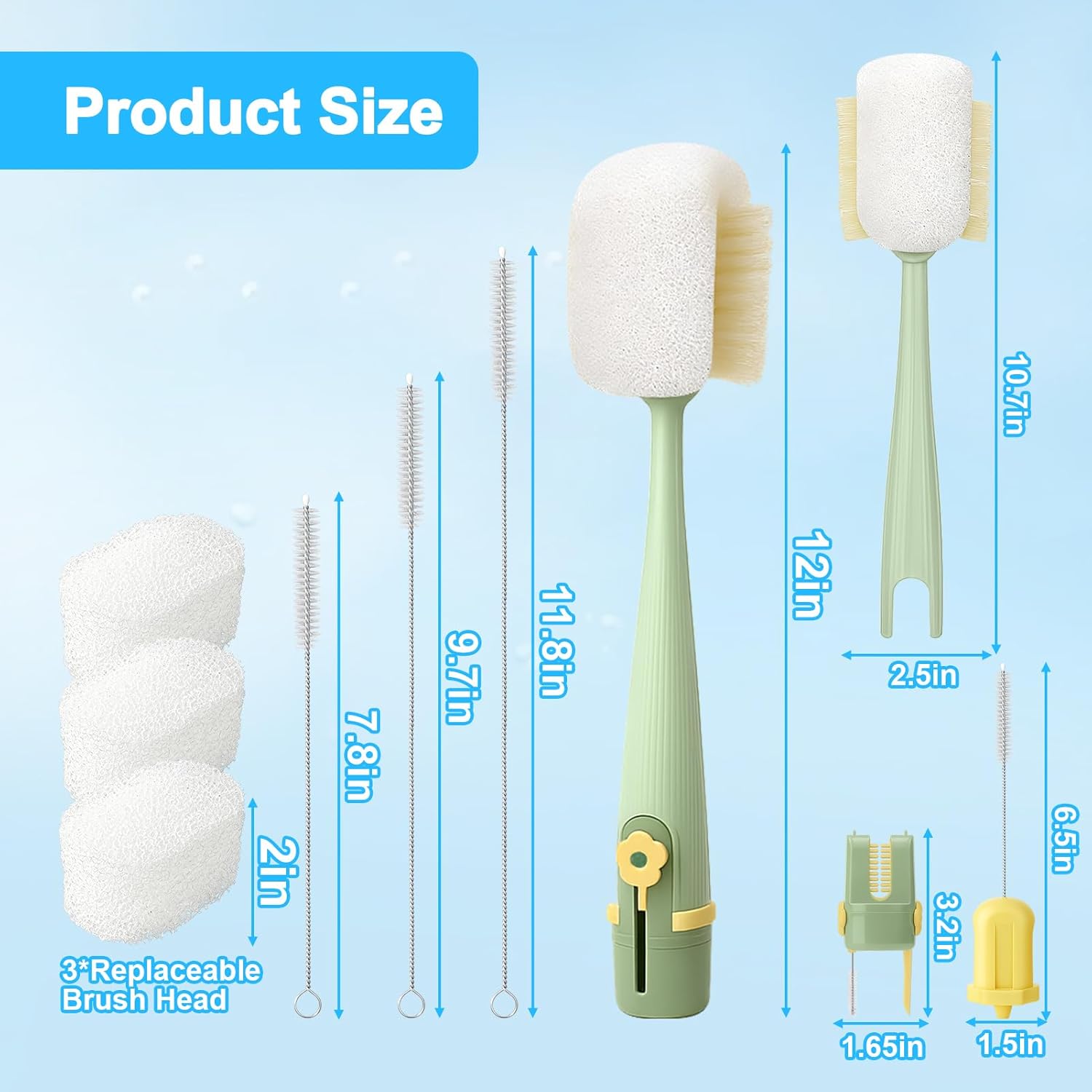 5-in-1 Multifunctional Bottle Cleaning Brush Set with Replaceable Heads for Deep Cleaning Cups Lids and Straws Ideal for Reusable Drinkware 5-in-1 Multifunctional Bottle Cleaning Brush Set with Replaceable Heads for Deep Cleaning Cups Lids and Straws Ideal for Reusable Drinkware