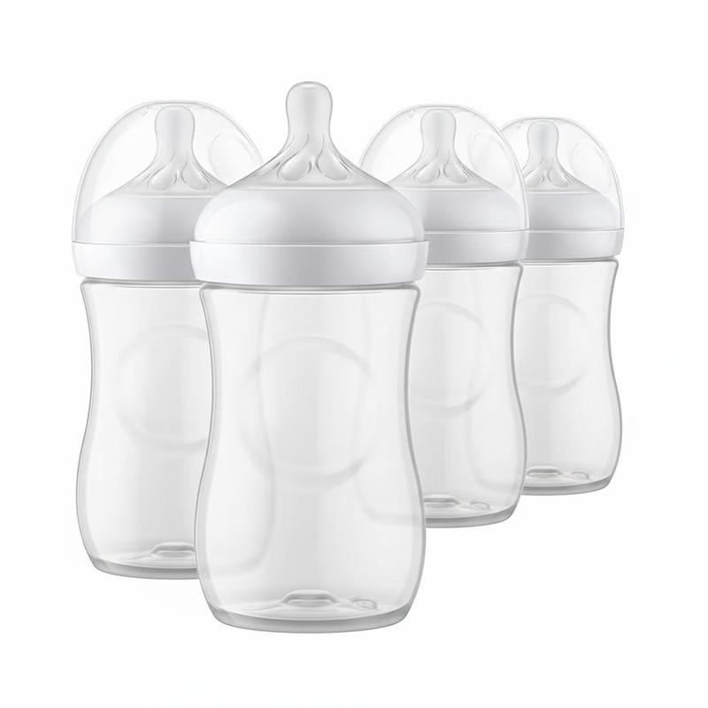 Natural Baby Bottles with Natural Response Nipples (Medium Flow, Flow 3), 9oz, 4-Pack