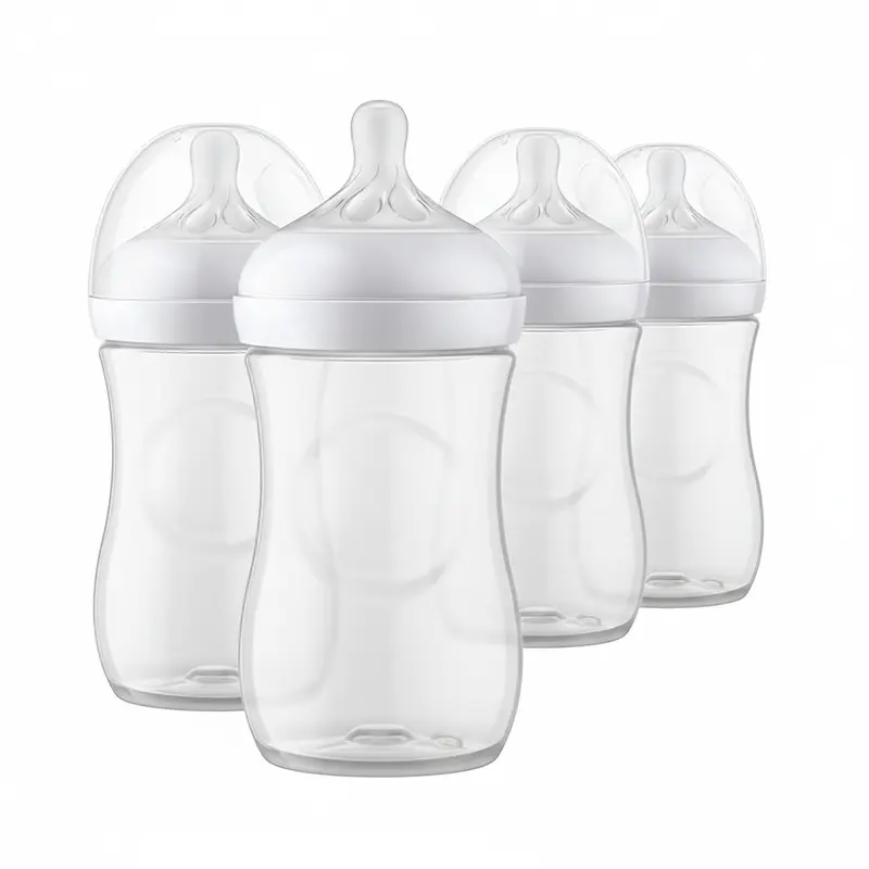Natural Baby Bottles with Natural Response Nipples (Medium Flow, Flow 3), 9oz, 4-Pack