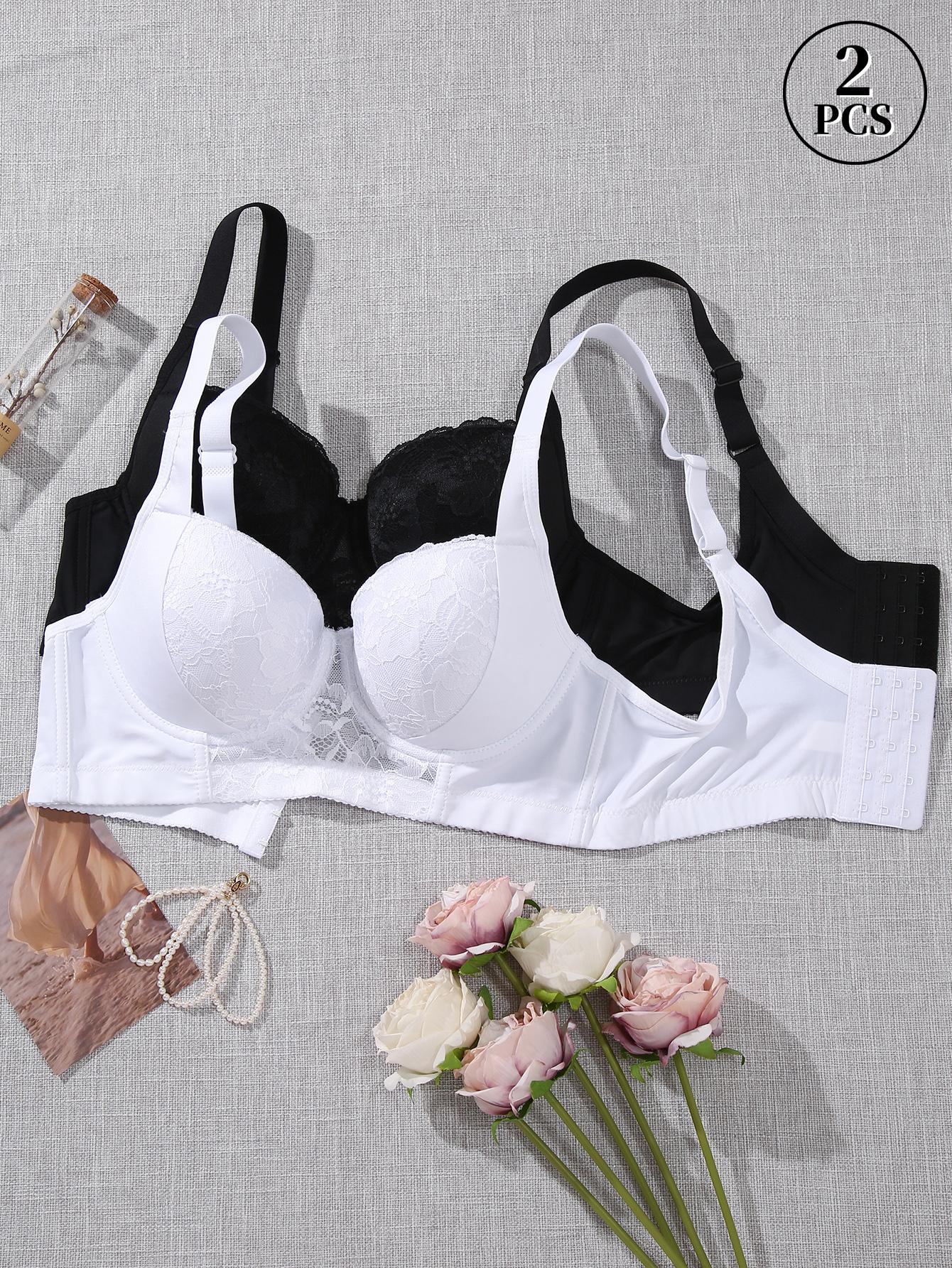 Mimilemon Elegant Lace Push up Bra 2PC Non-Removable Padded Cups Underwire Breathable Fabric All-Day comfortable Women's Wear Classy Fit Style Everyday Womenswear Womenswear Bridal Womenswear Close Comfort Bra full cup bra mermaid  lace