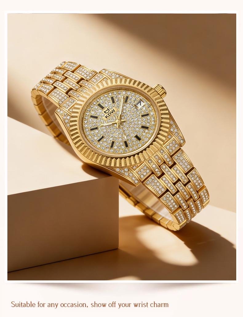 Ladies' Watch Luxury Full Diamond Bangle Watch – 30M Waterproof, Versatile & Practical, Timeless Classic Design, Comes with Matching Bracelet | Perfect Christmas Gift Option