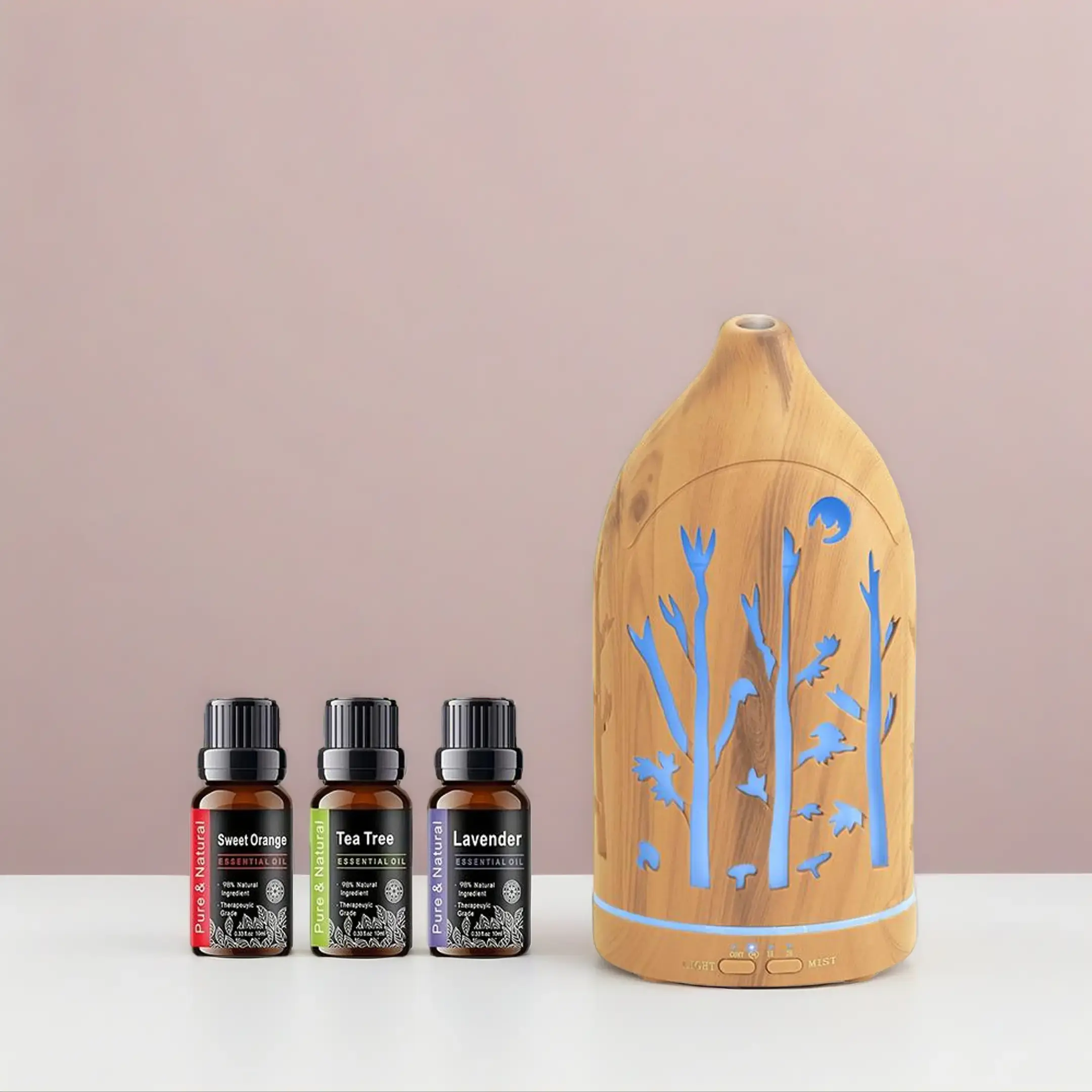 7 Color LED Aromatherapy Machine - Aroma Diffuser Humidifier Set with Auto-Cut Off, 3 Essential Oils, Fragrance Aroma, Calming Function