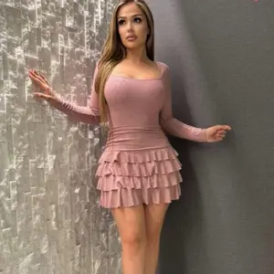 Elegant bodycon mini dress in a soft blush