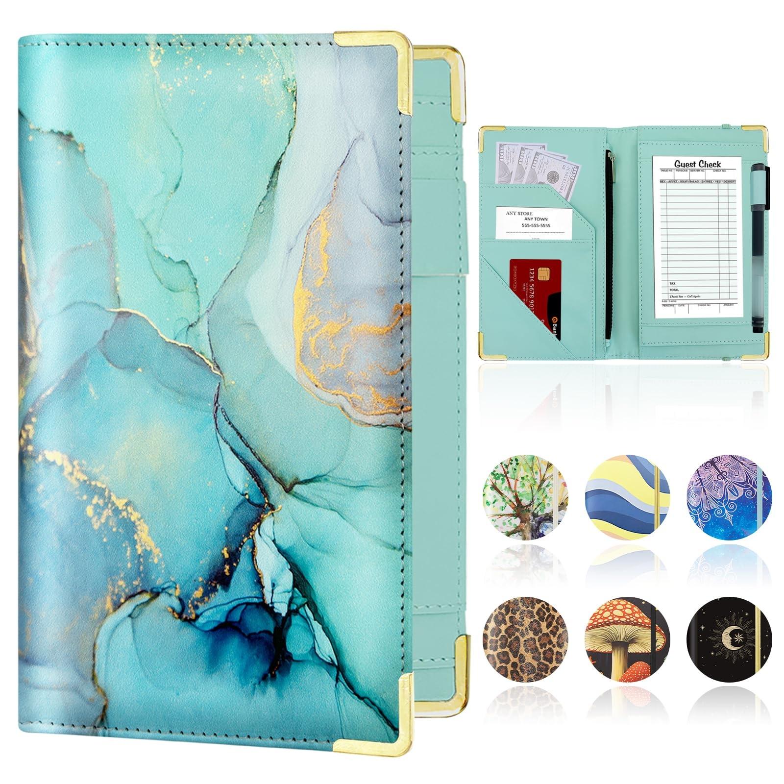 Server Book, Server Books for Waitress Cute, Waiter Receipt Book, PU Leather Waitress Book with Zipper Pocket, Waitress Accessories menu