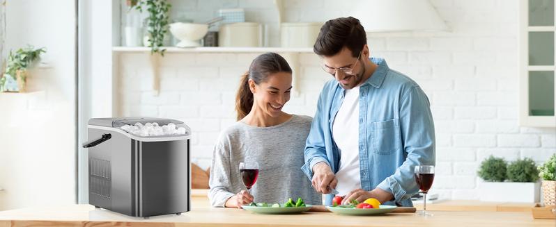 Gadgets Specialty Kitchen Utensils Countertop Ice Maker for Drinking, Portable Self-Cleaning Ice Machine with Ice Scoop, Basket and Handle