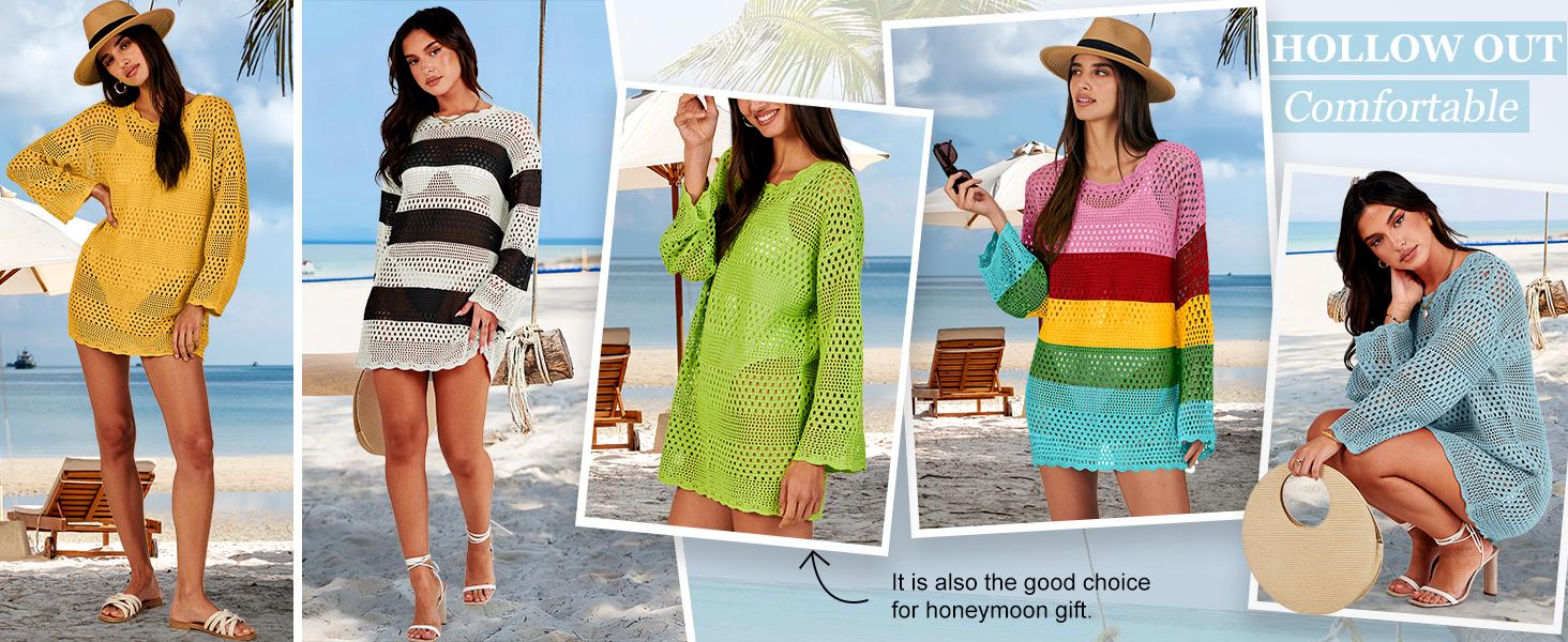 ANRABESS Women Swimsuit Crochet Swim Cover Up Summer vacation Bathing Suit Swimwear Knit Sundress Pullover Swimming Beach Dress ANRABESS Women Swimsuit Crochet Swim Cover Up Summer vacation Bathing Suit Swimwear Knit Sundress Pullover Swimming Beach Dress