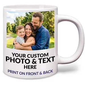 ArtPix 3D Personalized Coffee Mug - 11 Oz, Customized Picture Photo or Text, Collage Photo, Custom Gift for Women, Mom, Father, Family - Customizable Large Tea Ceramic Cup
