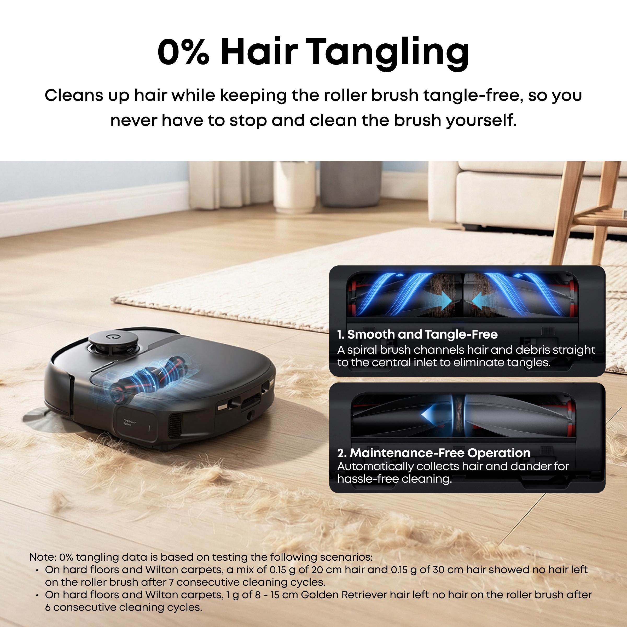 eufy C28 Robot Vacuum and Mop Combo, HydroJet Self-Cleaning Roller Mop, DuoSpiral Detangle Brush, 15,000 Pa Turbo High Suction, 5-in-1 Robot Vacuum and AI Obstacle Avoidance
