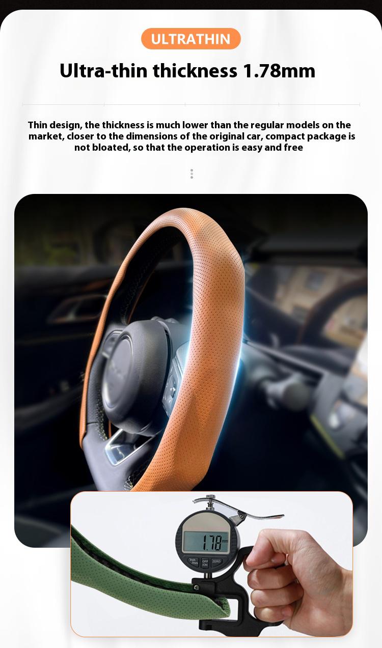 Hugexpen Nappa Leather Steering Wheel Cover New Quick TurnNon-Slip Breathable Ultra-Thin Universal Grip Cover Suitablefor Four Seasons car accessories