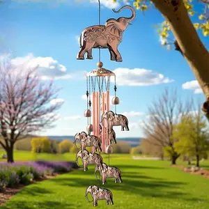 Elephant Wind Chimes for Outside — Handmade Large Metal Animal Memorial windchimes with 35.4" Aluminum Bronze Tubes for Outdoors Home garden Decor