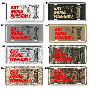 Eat More Possum Camo Novelty License Plate - Fun & Quirky Car & Truck Tag - Durable, Unique Custom Vanity Plate