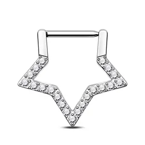 Gold Star ASTM F136 Titanium Clicker Ring for Septum and Daith Piercing