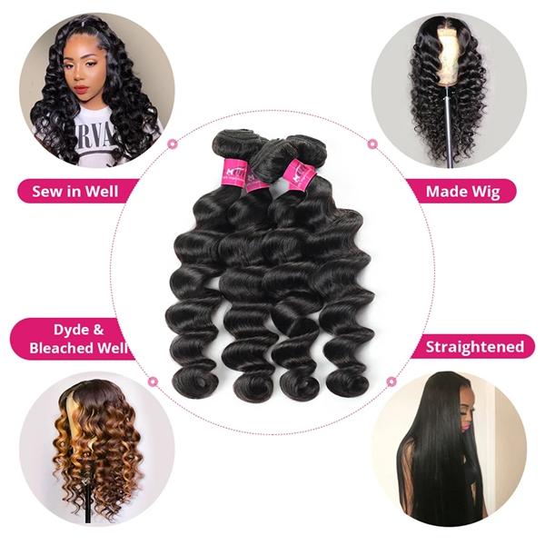 Thick Loose Deep Wave Human Hair Bundles Raw Human Hair Weave Brazilian Body Wave Quick Weave Extensions 1/3/4 Bundles #TiktokShopSpringGlowUp