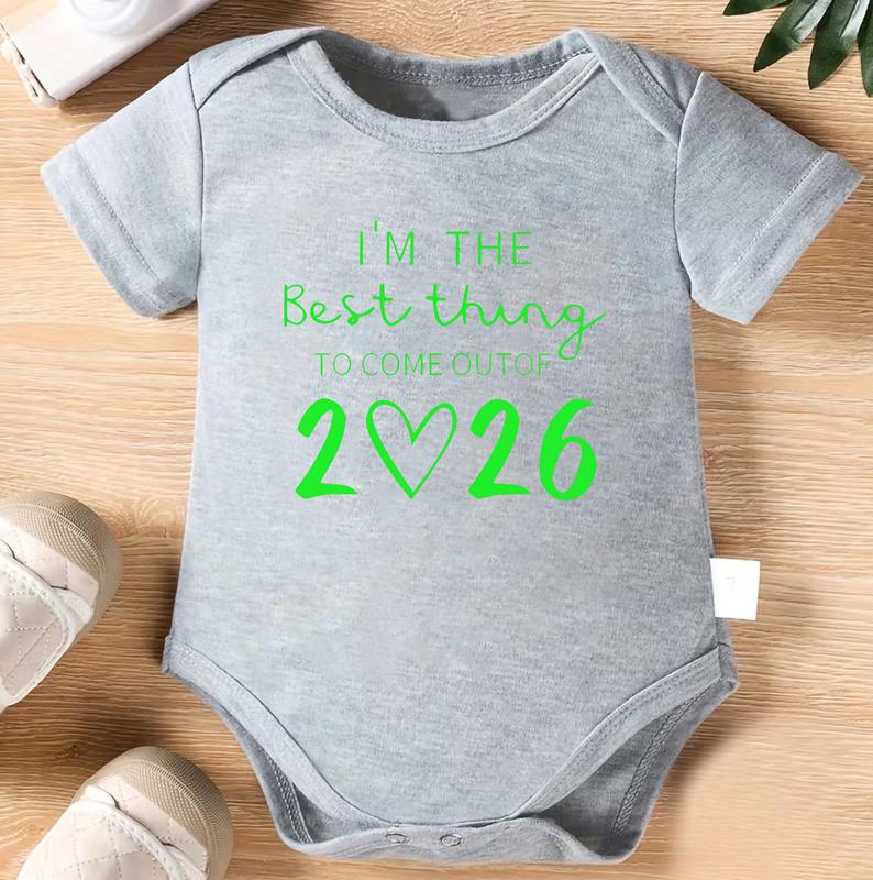 1pc Baby Crawling Suit - Light Blue Onesie with "I'm the Best Thing to Come Out of 2026" Print - Soft Cotton Outfit for Newborns & Toddlers 0-3 Years - Perfect New Year Gift - Machine Washable Infant Wear