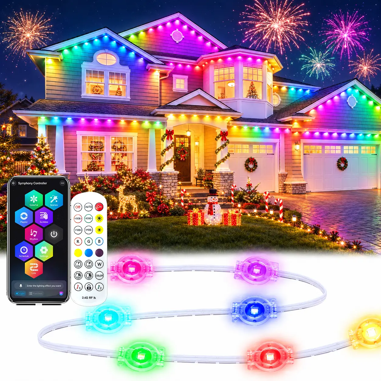 RROETXI Upgraded RGB+IC Permanent IP67 Waterproof Outdoor Landscape Lights, App/Remote Controlled Decorative Party Mood Lights for Valentine’s Day House Decor