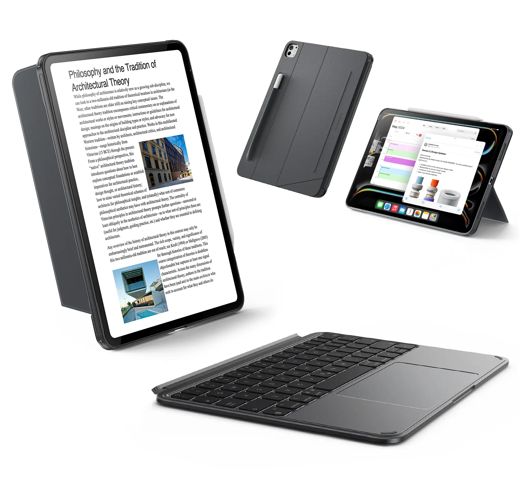 ESR Shift Series Detachable Keyboard Case for iPad, Wireless Keyboard, Portrait & Landscape Modes, Click-Anywhere Trackpad, Backlit Keys