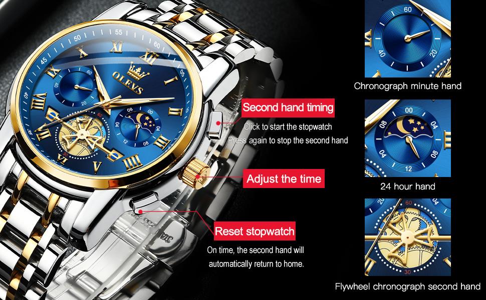 OLEVS Men's Chronograph Quartz Watch G2859 Stainless Steel Waterproof Luminous Date with Luminous Hands, 41 mm Diameter, 20 mm Band Length Casual Trendy Wristwatch OLEVS Men's Chronograph Quartz Watch G2859 Stainless Steel Waterproof Luminous Date with Luminous Hands, 41 mm Diameter, 20 mm Band Length Casual Trendy Wristwatch