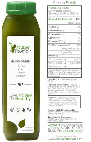 Juice Cleanse Detox by RAW Fountain w/ Coconut, All Natural Cold Pressed Juices, Great Way to Reset Digestion System, 3, 5 and 7 Day, 12oz Bottles