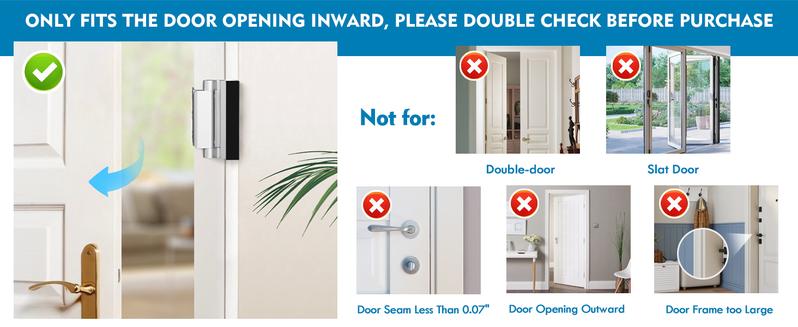 Home Security Door Reinforcement Lock. Door Security Lock Withstand 800 lbs for Inward Swinging Door