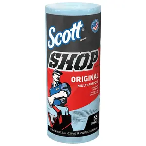 DA01 Scott Original Multipurpose Blue Shop Paper Towel Roll, (55 Sheets Per Roll) Tet Wipes