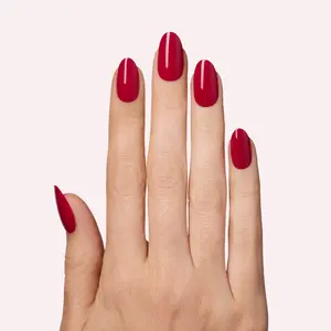 DASHING DIVA Attention - Medium Almond Press-On Gel Nails – Bold Red Waterproof, Chip-Resistant Glossy Finish