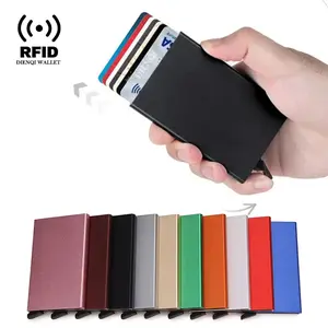 RFID Blocking Slim Metal Card Holder Wallet – Pop-Up Minimalist Wallet for Men & Women