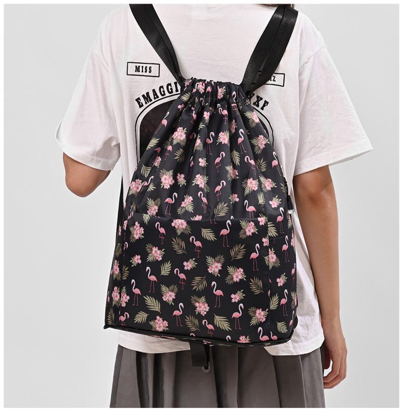 Foldable Drawstring Lightweight Backpack Portable Stylish Large Capacity Travel Storage Bag Basketball Bag