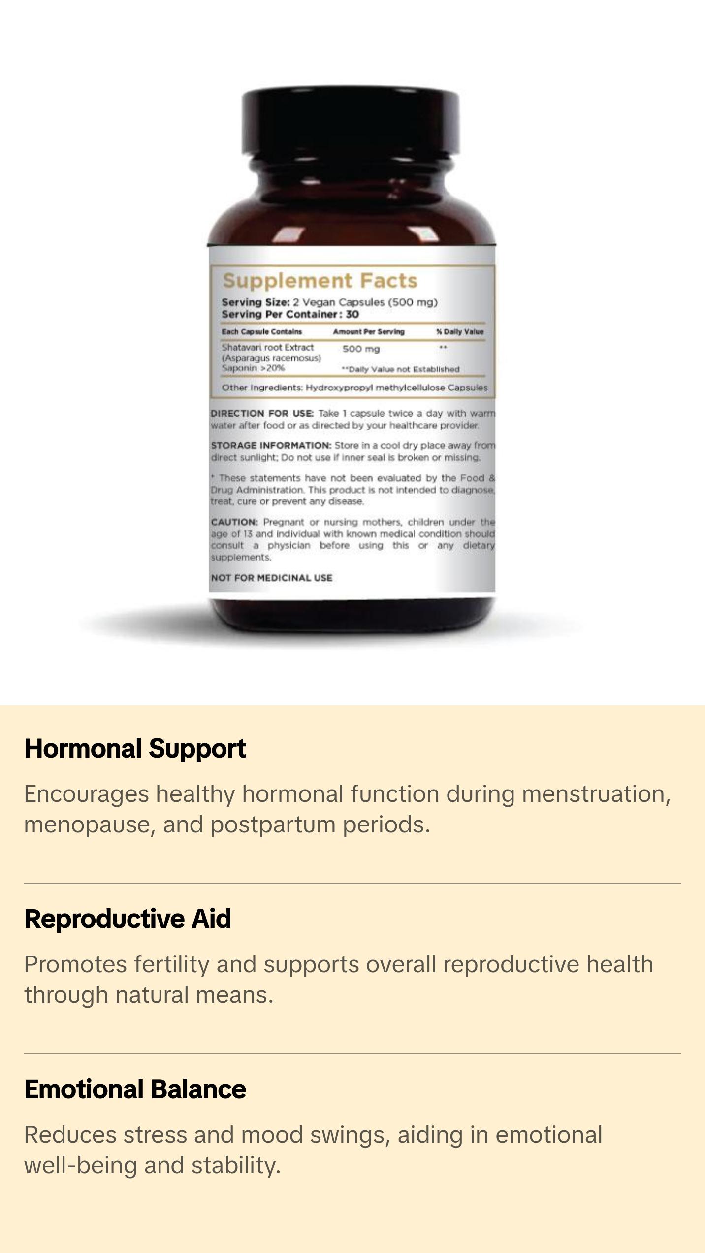 Shatavari Capsules I 100% Organic & Vegan