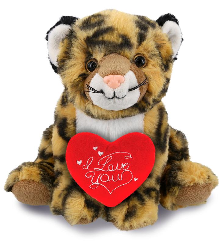PLUSH I LOVE YOU RED HEART - SUPER-SOFT PLUSH - SQUAT LEOPARD 8"