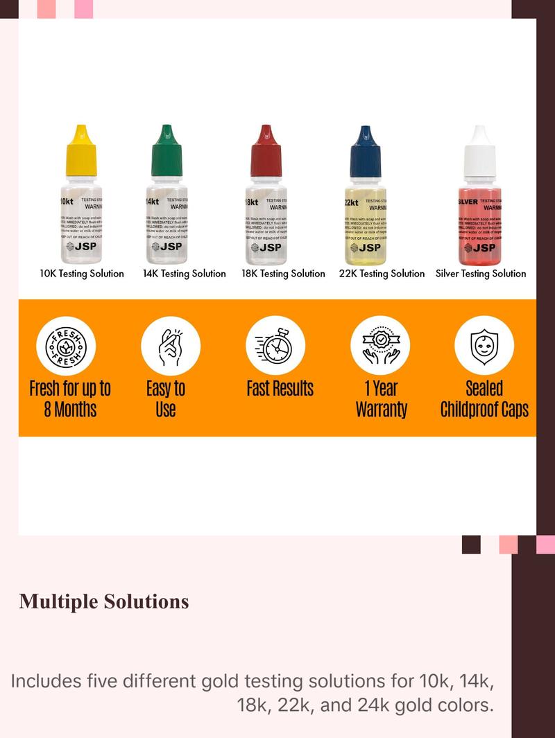 Gold and Silver Jewelry Testing Solutions Kit 10k 14k 18k 22k 24k Scratch Stone Acid Test Scrap Bars Coins