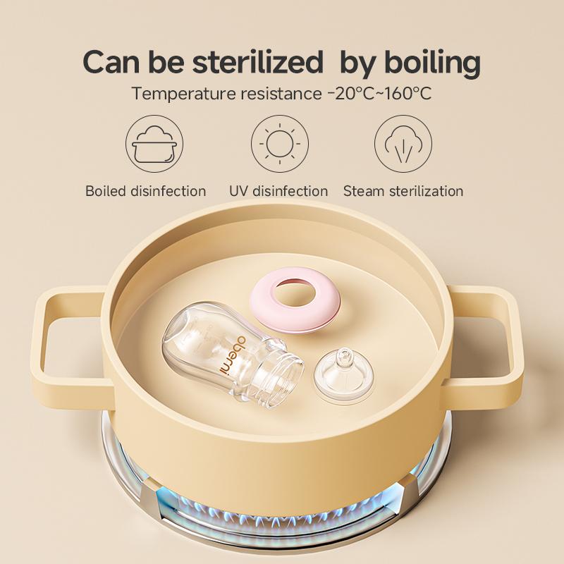 Oberni Breastfeeding Bottle 150ml/5oz Glass Anti Colic Baby Bottles with Natural Response Nipple BPA Free for Newborn Preemie 0+Month Infant Care Travel