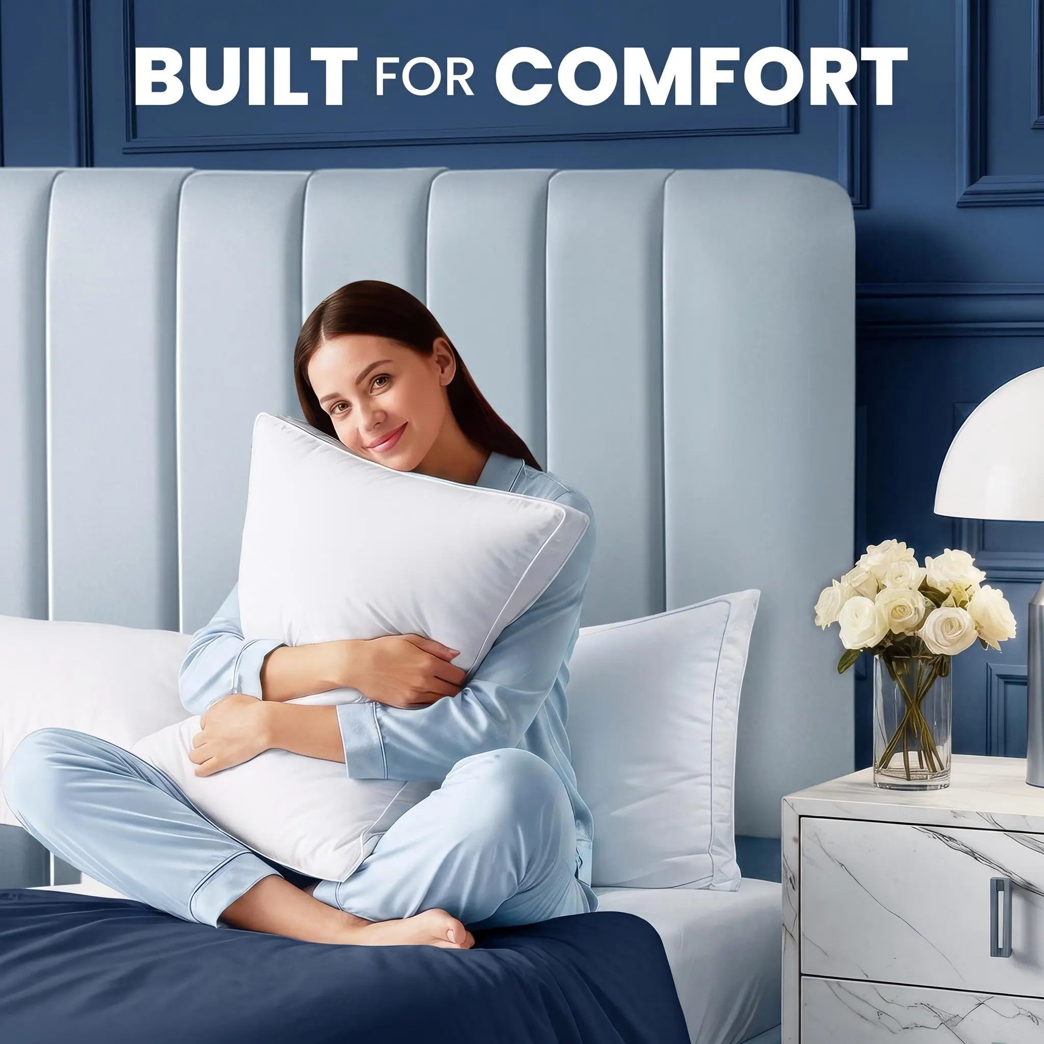 Utopia Brands Gusseted Bed Pillows (4 Pack)  - 5-Star Hotel Quality, Ultra Plush Bed Accessories, Plush Mattress Complement, Cooling Bedding Addition, Hand-Wash Easy, Gusseted Support Memory Foam Organic Cotton