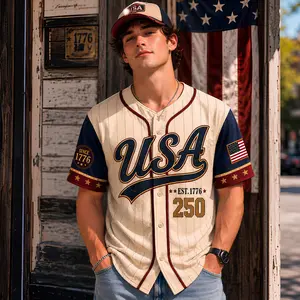 USA 250th Anniversary Baseball Jersey, America 1776-2026 Patriotic Jersey, Fourth of July Baseball Shirt