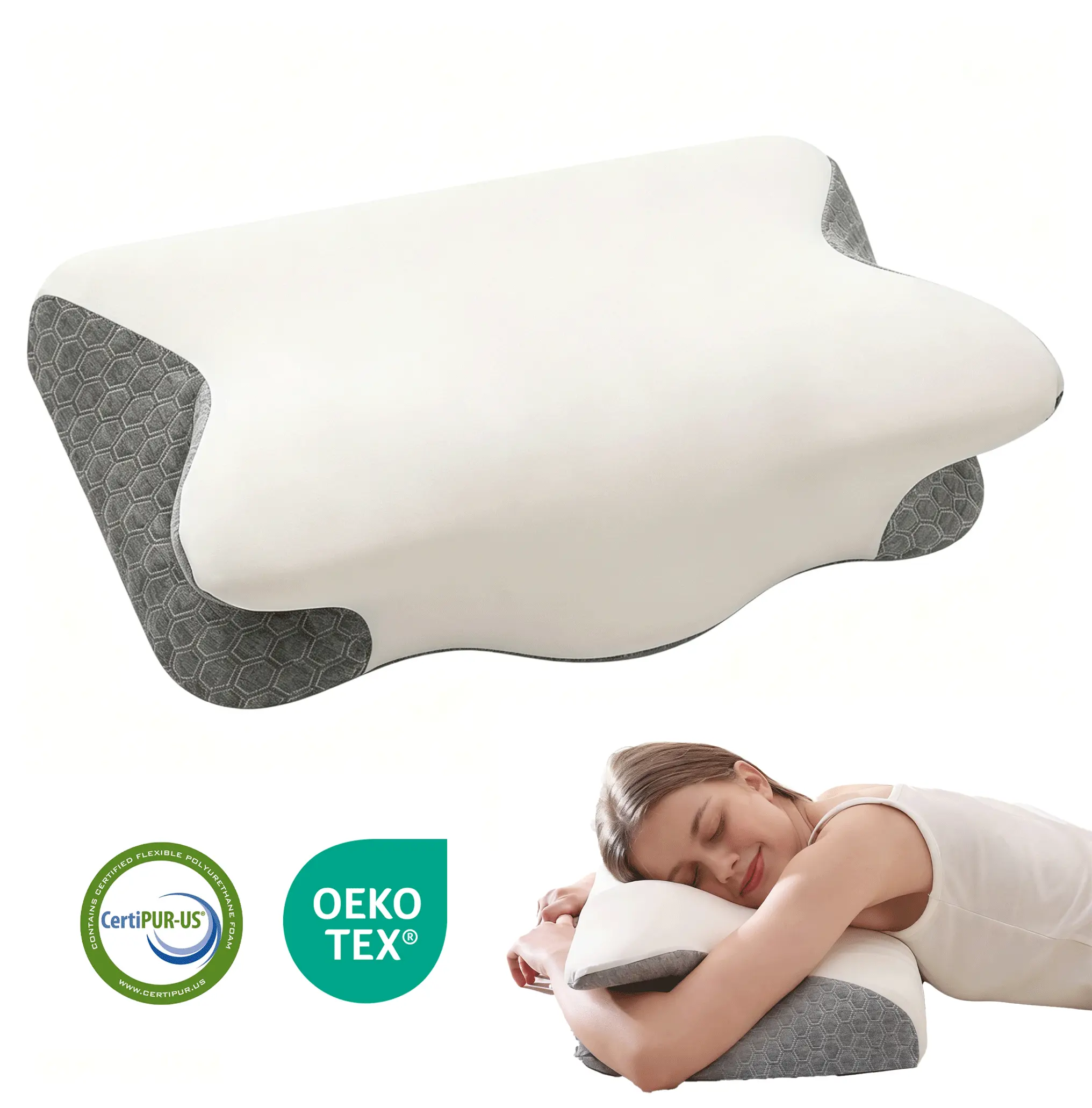 【Affiliate】BeFormer Ergonomic Butterfly Horn Pillow, Customizable Neck Magic Blocks, Contoured Polyurethane Memory Foam, 5-Zone Orthopedic Support, Anatomical Neck Pillow for Sleeping (Side, Back Sleepers), Pillows For Sleeping, Anatomical Neck Pillows
